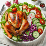 Halbes Hähnchen mit Farmersalat, Rotkohlsalat