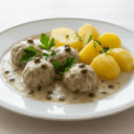 Königsberger Klopse in Kapernsoße mit Kartoffeln